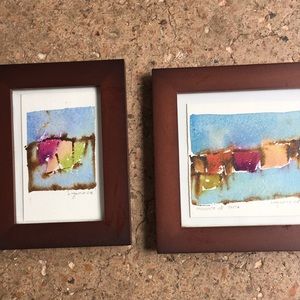 Two framed watercolor paintings.  In known artist.